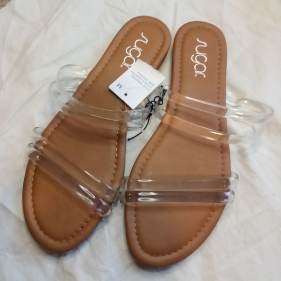 SUGAR WOMENS CLEAR STRAPPY BILAL SANDALS SZ M  7.5 - Picture 5 of 9